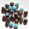 25 5x7mm Faceted Satin Blue & Copper Donut Beads